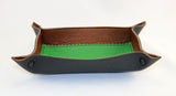 leather tray green black brown