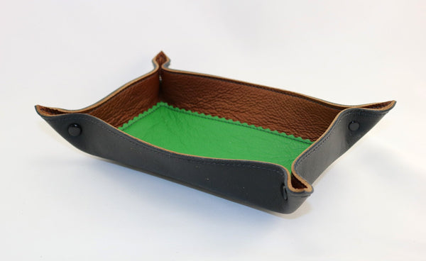 leather tray green black brown