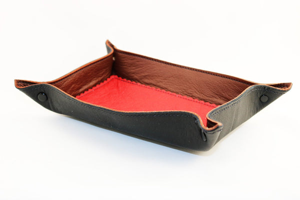 leather tray black red brown full