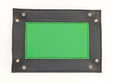 leather tray green and black flat