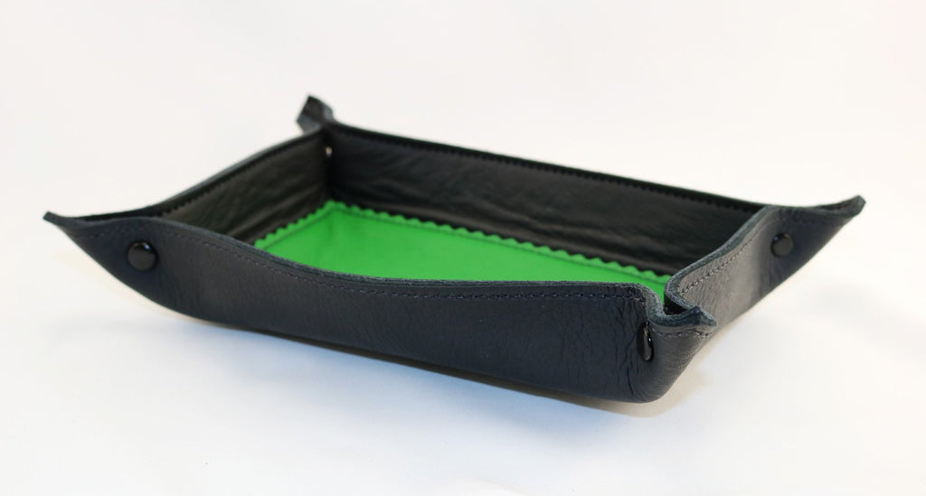 leather tray green and black full