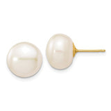 Jewelry,Earrings,Ball,Gold,Yellow,14K,10 mm,10 mm,Pair,10 mm,10 mm,Post & Push Back,Pearl,Freshwater,Cultured,Bleaching,White,Ball/Post/Stud