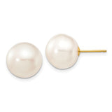 Jewelry,Earrings,Ball,Gold,Yellow,14K,10 mm,10 mm,Pair,11 mm,11 mm,Post & Push Back,Pearl,Freshwater,Cultured,Bleaching,White,Ball/Post/Stud