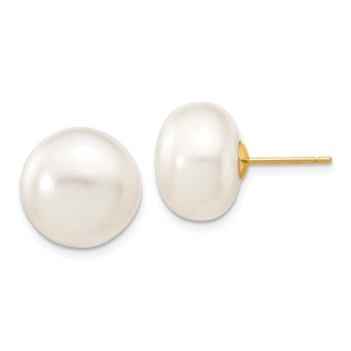 Jewelry,Earrings,Ball,Gold,Yellow,14K,12 to 13 mm (range),12 to 13 mm (range),10 mm,Pair,Post & Push Back,Pearl,Freshwater,Cultured,Bleaching,White,Freshwater Cultured,Ball/Post/Stud