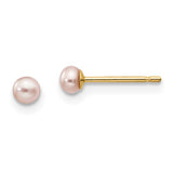 Jewelry,Earrings,Ball,Gold,Yellow,14K,3 to 4 mm (range),3 to 4 mm (range),2 mm,Pair,Post & Push Back,Pearl,Freshwater,Cultured,Dyeing,Purple,Freshwater Cultured,Ball/Post/Stud