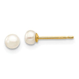 Jewelry,Earrings,Ball,Gold,Yellow,14K,4 mm,4 mm,Pair,3 mm,3 mm,Post & Push Back,Pearl,Freshwater,Cultured,Bleaching,White,Ball/Post/Stud