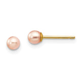 Jewelry,Earrings,Ball,Gold,Yellow,14K,3 to 4 mm (range),3 to 4 mm (range),3-4 mm,Pair,Post & Push Back,Pearl,Freshwater,Cultured,Dyeing,Pink,Freshwater Cultured,Ball/Post/Stud