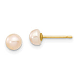Jewelry,Earrings,Ball,Gold,Yellow,14K,4 to 5 mm (range),4 to 5 mm (range),3 mm,Pair,Post & Push Back,Pearl,Freshwater,Cultured,Dyeing,Pink,Freshwater Cultured,Ball/Post/Stud