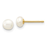 Jewelry,Earrings,Ball,Gold,Yellow,14K,4 mm,4 mm,Pair,4 mm,4 mm,Post & Push Back,Pearl,Freshwater,Cultured,Bleaching,White,Ball/Post/Stud