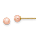 Jewelry,Earrings,Ball,Gold,Yellow,14K,4 to 5 mm (range),4 to 5 mm (range),4-5 mm,Pair,Post & Push Back,Pearl,Freshwater,Cultured,Dyeing,Pink,Freshwater Cultured,Ball/Post/Stud
