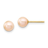 Jewelry,Earrings,Ball,Gold,Yellow,14K,5 to 6 mm (range),5 to 6 mm (range),5-6 mm,Pair,Post & Push Back,Pearl,Freshwater,Cultured,Dyeing,Pink,Freshwater Cultured,Ball/Post/Stud