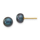 Jewelry,Earrings,Ball,Gold,Yellow,14K,6 mm,6 mm,Pair,6 mm,6 mm,Post & Push Back,Pearl,Freshwater,Cultured,Dyeing,Black,Ball/Post/Stud