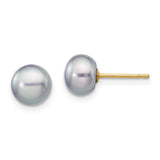 Jewelry,Earrings,Ball,Gold,Yellow,14K,6 to 7 mm (range),6 to 7 mm (range),5 mm,Pair,Post & Push Back,Pearl,Freshwater,Cultured,Dyeing,Grey,Freshwater Cultured,Ball/Post/Stud