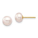 Jewelry,Earrings,Ball,Gold,Yellow,14K,6 to 7 mm (range),6 to 7 mm (range),5 mm,Pair,Post & Push Back,Pearl,Freshwater,Cultured,Dyeing,Purple,Freshwater Cultured,Ball/Post/Stud