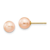 Jewelry,Earrings,Ball,Gold,Yellow,14K,6 to 7 mm (range),6 to 7 mm (range),6-7 mm,Pair,Post & Push Back,Pearl,Freshwater,Cultured,Dyeing,Pink,Freshwater Cultured,Ball/Post/Stud