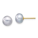 Jewelry,Earrings,Ball,Gold,Yellow,14K,7 to 8 mm (range),7 to 8 mm (range),6 mm,Pair,Post & Push Back,Pearl,Freshwater,Cultured,Dyeing,Grey,Freshwater Cultured,Ball/Post/Stud