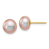Jewelry,Earrings,Ball,Gold,Yellow,14K,7 to 8 mm (range),7 to 8 mm (range),6 mm,Pair,Post & Push Back,Pearl,Freshwater,Cultured,Dyeing,Purple,Freshwater Cultured,Ball/Post/Stud
