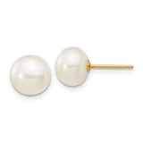 Jewelry,Earrings,Ball,Gold,Yellow,14K,7 mm,7 mm,Pair,7 mm,7 mm,Post & Push Back,Pearl,Freshwater,Cultured,Bleaching,White,Ball/Post/Stud