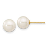 Jewelry,Earrings,Ball,Gold,Yellow,14K,7 mm,7 mm,Pair,7 mm,7 mm,Post & Push Back,Pearl,Freshwater,Cultured,Bleaching,White,Ball/Post/Stud