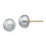 Jewelry,Earrings,Ball,Gold,Yellow,14K,8 to 9 mm (range),8 to 9 mm (range),7 mm,Pair,Post & Push Back,Pearl,Freshwater,Cultured,Dyeing,Grey,Freshwater Cultured,Ball/Post/Stud