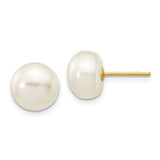 Jewelry,Earrings,Ball,Gold,Yellow,14K,8 mm,8 mm,Pair,8 mm,8 mm,Post & Push Back,Pearl,Freshwater,Cultured,Bleaching,White,Ball/Post/Stud