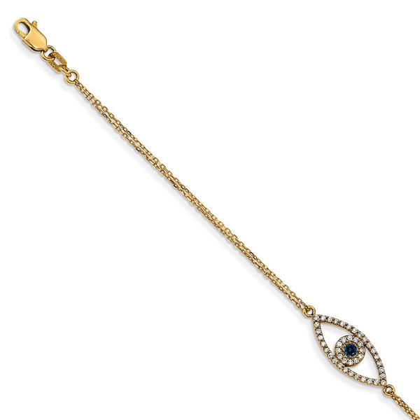 14K Yellow Gold,Lobster Clasp,Diamond,Sapphire,1in Extender,2-Strand