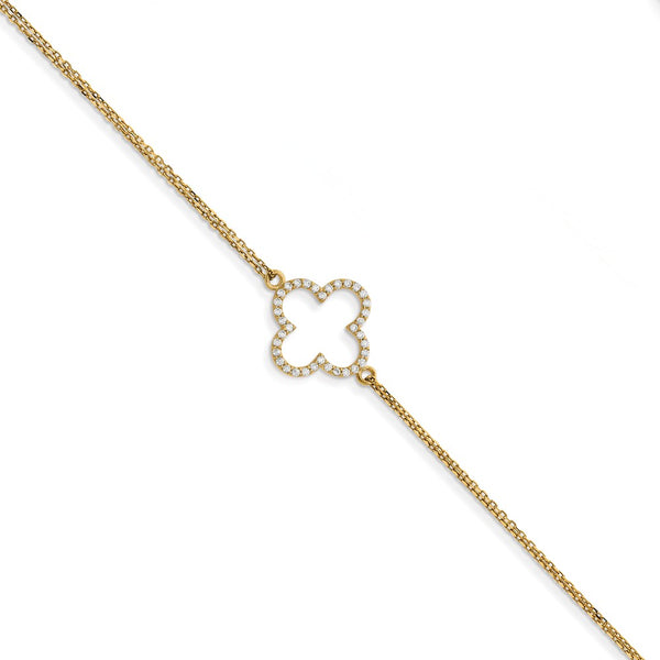14K Yellow Gold,Lobster Clasp,Diamond,1in Extender,2-Strand