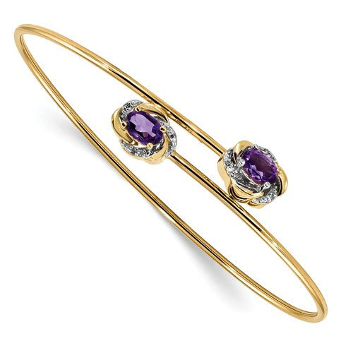 14K,Hollow,Casted,Gold,Yellow,Bracelet,Amethyst
