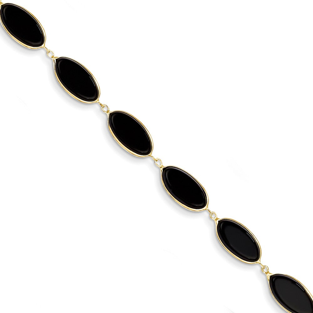 Polished,14K Yellow Gold,Genuine,Lobster Clasp,Onyx