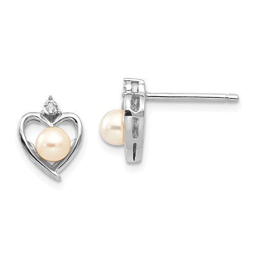 Jewelry,Earrings,Themed,Gold,White,14K,17 mm,10 mm,Rhodium,Post & Push Back,Pearl,Freshwater,Cultured,Round,4.0-4.5 mm,2,Drilled & Glued,Diamond,Natural,Round,1 mm,2,0.01 ctw (total weight),Prong Set,Ball/Post/Stud