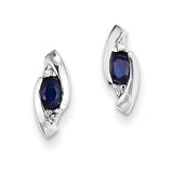 Earrings,Button,Gold,White,14K,12 mm,5 mm,Pair,Rhodium,11 mm,4 mm,Post & Push Back,Sapphire,Natural,Heating,Oval,Blue,4 x 3 mm,2,0.44 ct,Prong Set,Diamond,Natural,0.020 ct,Ball/Post/Stud,Gemstone