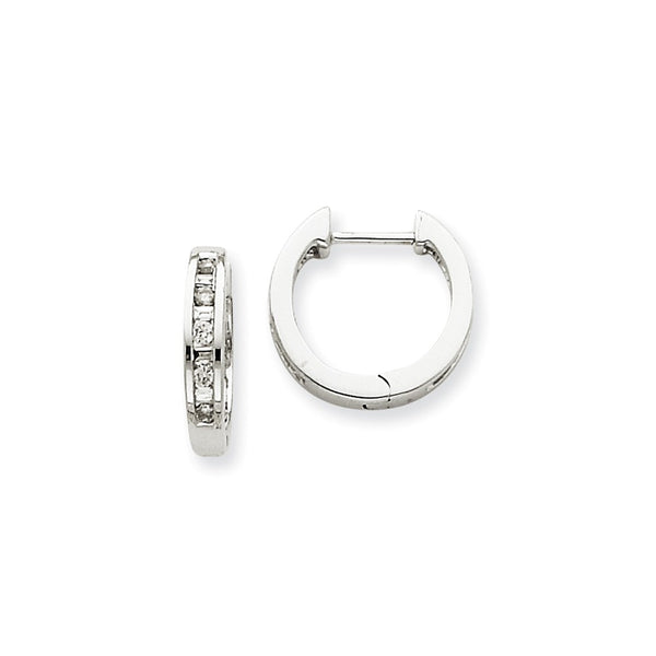 Polished,14K White Gold,Hinged,Diamond,Channel Set,Baguette & Round