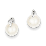 Jewelry,Earrings,Ball,Gold,White,14K,12 mm,8 mm,Pair,Rhodium,Post & Push Back,Pearl,Freshwater,Cultured,Bleaching,White,Ball/Post/Stud