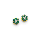 Earrings,Themed,Gold,Two-Tone,14K,7 mm,6 mm,Pair,Post & Push Back,Emerald,Natural,Oiling/Resin,Round,Green,2.3 mm,12,0.62 ctw (total weight),Prong Set,Diamond,Natural,0.010 ct,Ball/Post/Stud,Gemstone