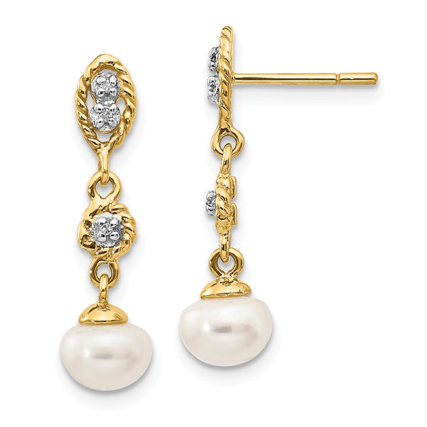 14K Yellow Gold & Rhodium,Freshwater Cultured Pearl