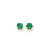 Polished,14k Yellow gold,Post,Genuine,Emerald