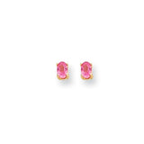 Polished,14k Yellow gold,Post,Genuine,Pink sapphire