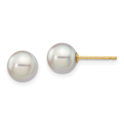 Jewelry,Earrings,Ball,Gold,Yellow,14K,6.5 mm,6.5 mm,6.5 mm,Pair,Post & Push Back,Pearl,Saltwater,Cultured,Bleaching,White,Ball/Post/Stud