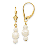 Polished,14K Yellow Gold,Leverback,Freshwater Cultured Pearl