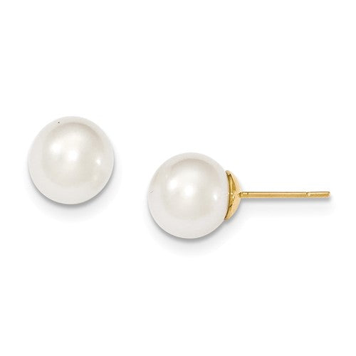 Jewelry,Earrings,Ball,Gold,Yellow,14K,10 to 11 mm (range),10 to 11 mm (range),10-11 mm,Pair,Post & Push Back,Pearl,Saltwater,Cultured,Bleaching,White,Ball/Post/Stud