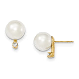 Jewelry,Earrings,Ball,Gold,Yellow,14K,9 to 10 mm (range),9 to 10 mm (range),9-10 mm,Pair,Post & Push Back,Pearl,Saltwater,Cultured,Bleaching,White,Diamond,Natural,0.100 ctw (total weight),Ball/Post/Stud