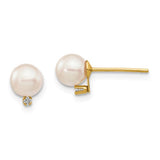 Jewelry,Earrings,Ball,Gold,Yellow,14K,5 to 6 mm (range),5 to 6 mm (range),Pair,Post & Push Back,Pearl,Saltwater,Cultured,Bleaching,White,Diamond,Natural,0.020 ctw (total weight),Ball/Post/Stud