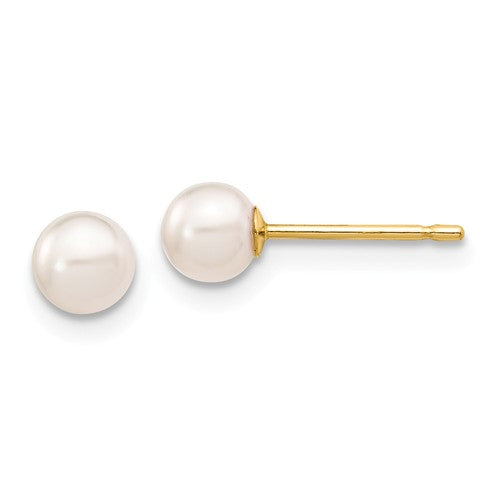 Jewelry,Earrings,Ball,Gold,Yellow,14K,4 to 5 mm (range),4 to 5 mm (range),Pair,Post & Push Back,Pearl,Saltwater,Cultured,Bleaching,White,Ball/Post/Stud