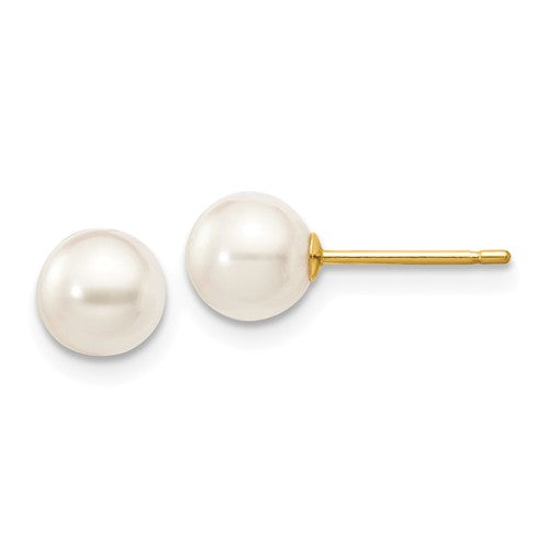 Jewelry,Earrings,Ball,Gold,Yellow,14K,5 to 6 mm (range),5 to 6 mm (range),Pair,Post & Push Back,Pearl,Saltwater,Cultured,Bleaching,White,Ball/Post/Stud