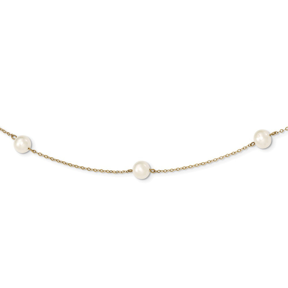 Necklaces,Pearl,Gold,Yellow,14K,16 in,6 mm,Spring Ring,1,Pearl,Freshwater,Cultured,Bleaching,White,Bead & Station