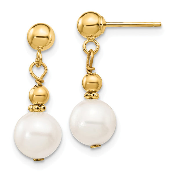 14K Yellow Gold,Post,Freshwater Cultured Pearl,Dangle