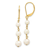 14K Yellow Gold,Leverback,Freshwater Cultured Pearl,Dangle