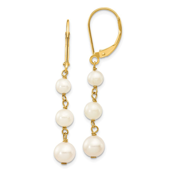 14K Yellow Gold,Leverback,Freshwater Cultured Pearl,Dangle