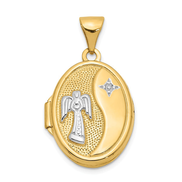 Polished,14K Yellow Gold & Rhodium,Reversible,Not Engraveable By QG,Textured,Opens,Sentiment On Back,Holds 2 Photos