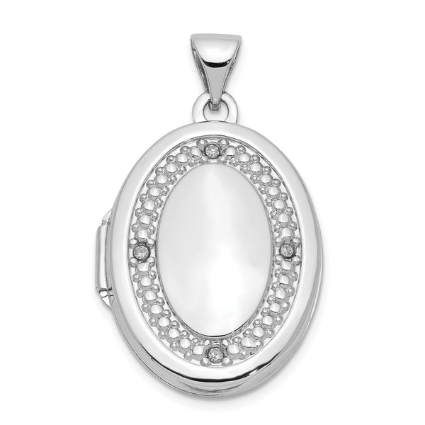 Polished,14K White Gold,Diamond,Not Engraveable By QG,Textured,Opens,Holds 2 Photos